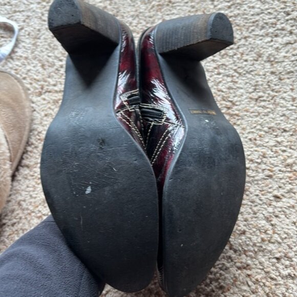 Un Tour en Ville leather Ankle Boots in Burgundy and Black size 39 - Picture 4 of 6